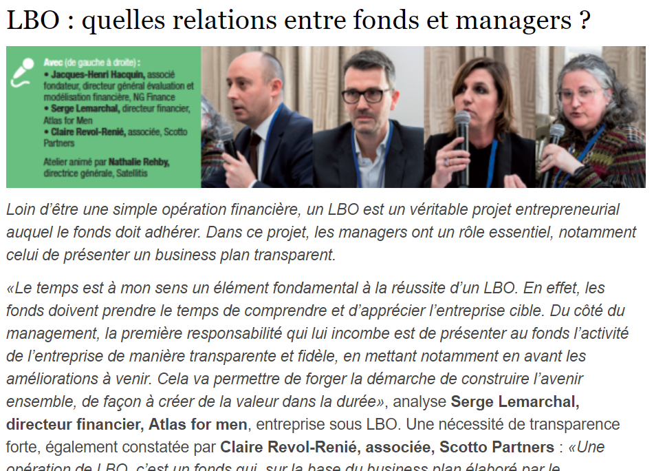 Capture 3e Rencontres Du Private Equity Citation De Claire Revol Renie Option Finance 10 Mai 19 Scotto Partners